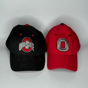 Lot of 2 Captivating Headgear Mens Ohio State Buckeyes Adjustable Cap Snap Back